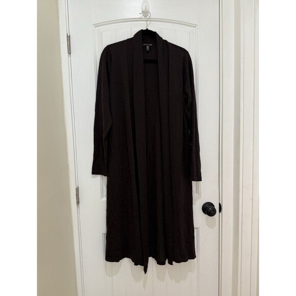 Eileen Fisher 100% Wool Soft Long Cardigan Sweater Womens Large Open Front e - Picture 1 of 7